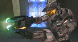 Doc with his Medical Scanner (Plasma Pistol) in the Halo 2 Engine.