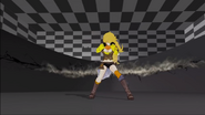 V3 test footage: The wall behind Yang is cut after the third slash.