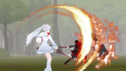 Weiss prematurely releases the fire