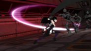 Blake attacking a group of Androids