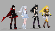 Weiss, alongside the other members of Team RWBY.