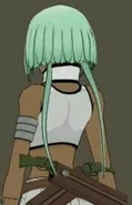 Back of Emerald, showing her weapons