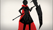 Silhouette of Ruby Rose holding Crescent Rose