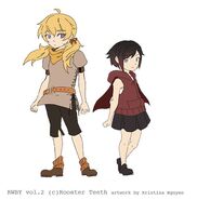 Concept art for Yang and Ruby as children, by Kristina Nguyen.