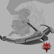 Concept art of Ruby and her weapon, Crescent Rose for RWBY: Amity Arena