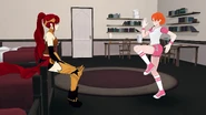 (3)...Pyrrha is now seen sitting at the edge of the bed
