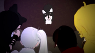 Team RWBY looking at a dog.