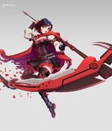 Ice Flower artwork of Ruby and her weapon, Crescent Rose for RWBY: Amity Arena.