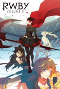 The RWBY Volume 3 poster; the arena spectator stands are visible in the background