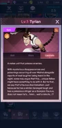 Tyrian's card in Amity Arena