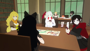 JNPR studying in the library while Team RWBY plays Remnant: The Game.