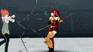 Pyrrha with Milo in spear form against Penny's swords