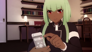 Emerald adding Pyrrha to a list in her Scroll