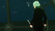 Ozpin watching several Atlesian Airships from his window
