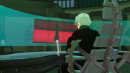 Ozpin listening to Cinder's speech from his desk