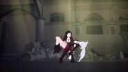Ruby dramatically carries Weiss Schnee as the room collapses around them