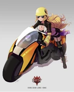 Official design of Biker Yang and her motorcycle, Bumblebee for RWBY: Amity Arena