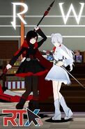 A promotional image of Ruby and Weiss Schnee