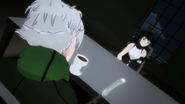 (3) Ozpin's cane is in his lap.