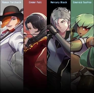 Promotional art of Roman, Cinder, Mercury, and Emerald