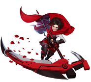 Atlas artwork of Ruby and her weapon, Crescent Rose for RWBY: Amity Arena.