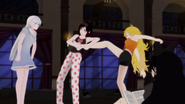 Weiss yells at Ruby and Yang for being too loud for her to sleep.