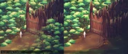 Concept art of the exterior of the tribe's bandit camp
