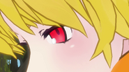 Yang's eyes change color as anger prompts her to activate her semblance.