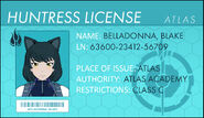 Blake Belladonna's Huntress Licence.