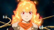 Yang's fire hair and red eyes
