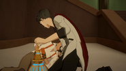 Oscar faints after telling Qrow that they must go to Atlas.