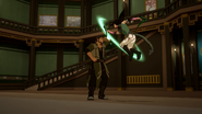 Parrying Ren's blades.