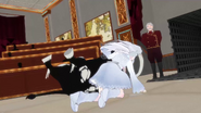 Weiss, landing a killing blow on a Boarbatusk's belly