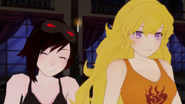 An awkward Ruby and Yang trying their best to be friendly