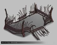 Concept art of the destroyed cage that held Weiss captive