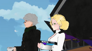 Ozpin standing next to Glynda Goodwitch in the opening