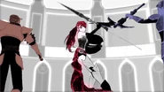 Pyrrha blocking Sky's halberd.