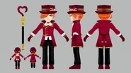 Turnaround model for Roman's RWBY: Amity Arena Valentine's Day outfit.