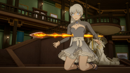 Weiss gets impaled by Cinder's attack.