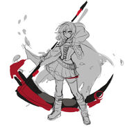 Draft of Ruby's timeskip outfit with Crescent Rose.