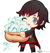 RWBY bilibili chibi Ruby holding bag of Liens