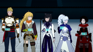 Team RWBY look at each other awkwardly after Ironwood talks about trusting them.