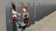 Cardin shoves Jaune into a locker in "Jaunedice"