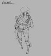 Concept art of Coco and her handbag, Gianduja for RWBY: Amity Arena.