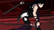 Dual Wielding: Cleaver and Katana. The end of the katana appears to be double-edged