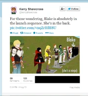 Kerry's tweet confirming that Blake was in the episode.