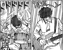 Kusuo showing off his musical skills.