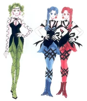 Tellu, Cyprine und Petilol (v.l.n.r