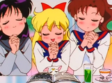 Rei, Minako, and Makoto daydreaming about Three Lights' members