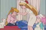 Minako taking care of Usagi while she's sick.